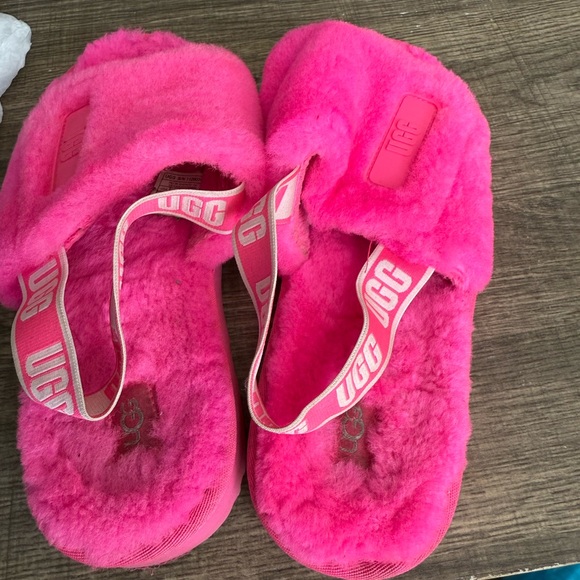 UGG Fluffy Pink Slingback Sandals size 38 - Picture 6 of 11